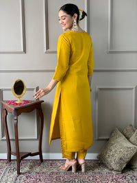 Zafrina Mustard Chanderi Suit Set