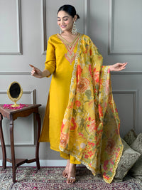 Zafrina Mustard Chanderi Suit Set