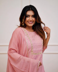 Pink Mehira Embroidered Rayon Suit Set