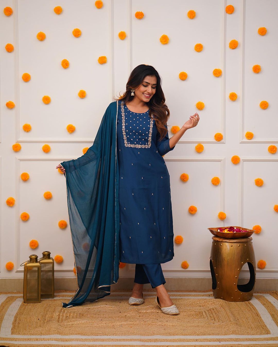 Rama Mehira Embroidered Rayon Suit Set