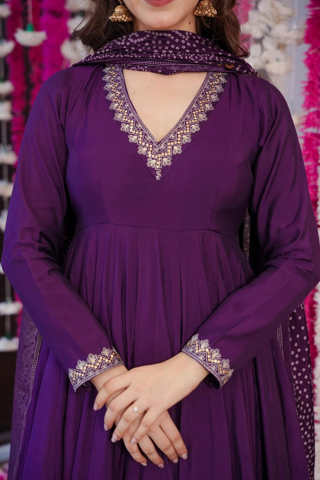 Wine Noor Chanderi Suit Set