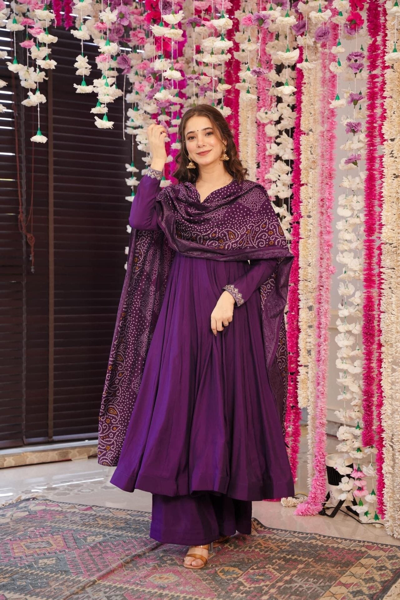 Wine Noor Chanderi Suit Set