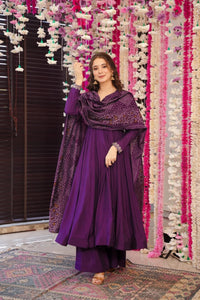 Wine Noor Chanderi Suit Set