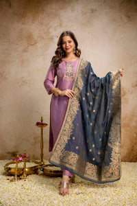 Pink Embroidered Kurta Pant Set