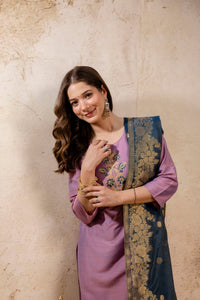 Pink Embroidered Kurta Pant Set