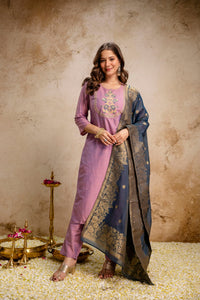 Pink Embroidered Kurta Pant Set