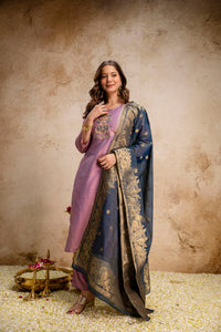 Pink Embroidered Kurta Pant Set