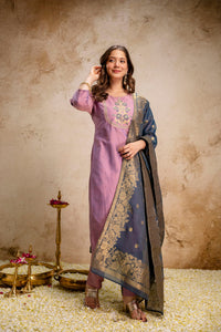 Pink Embroidered Kurta Pant Set