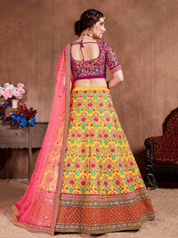 Yellow Mulberry Silk Embroidered Lehenga Choli