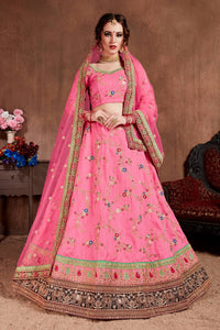 Cupcake Pink Art Silk Embroidered Lehenga Choli