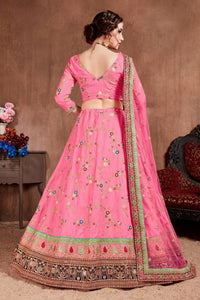 Cupcake Pink Art Silk Embroidered Lehenga Choli