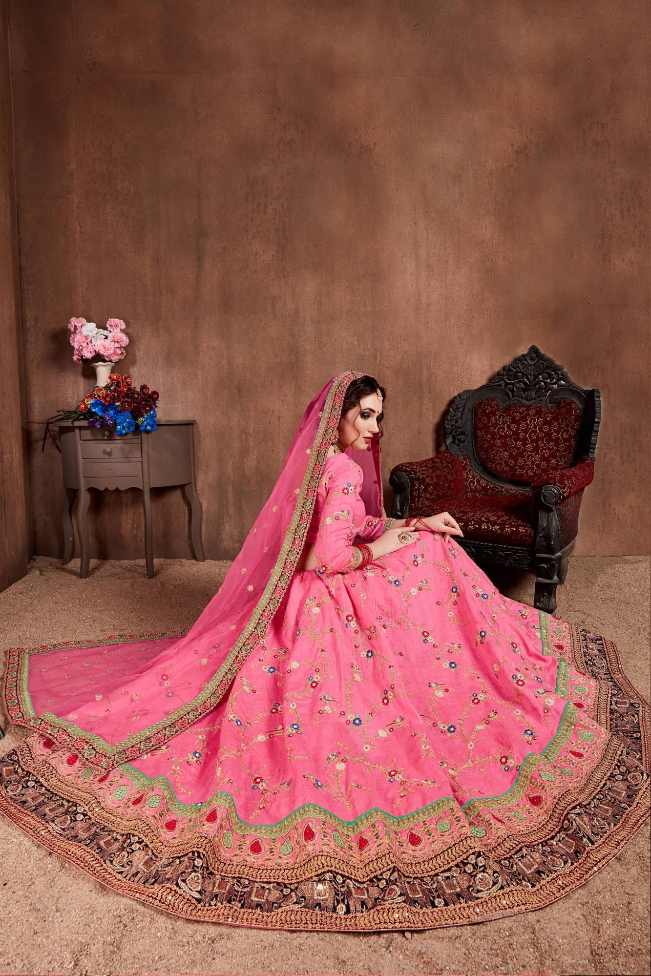 Cupcake Pink Art Silk Embroidered Lehenga Choli