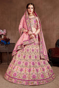 Pastel Pink Taffeta Silk Embroidered Lehenga Choli