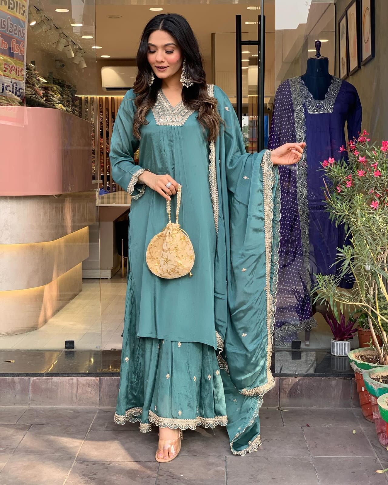 Emerelle Green  Pure Chinon Suit Set