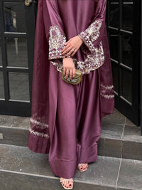 Onion Embroidered Silk Crepe Patiala Gharara Set
