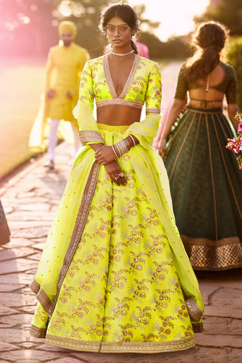Lime Luxe Thai Silk Celebration Lehenga Choli Set
