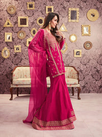 Pink Embroidered Chanderi Silk Palazzo Set