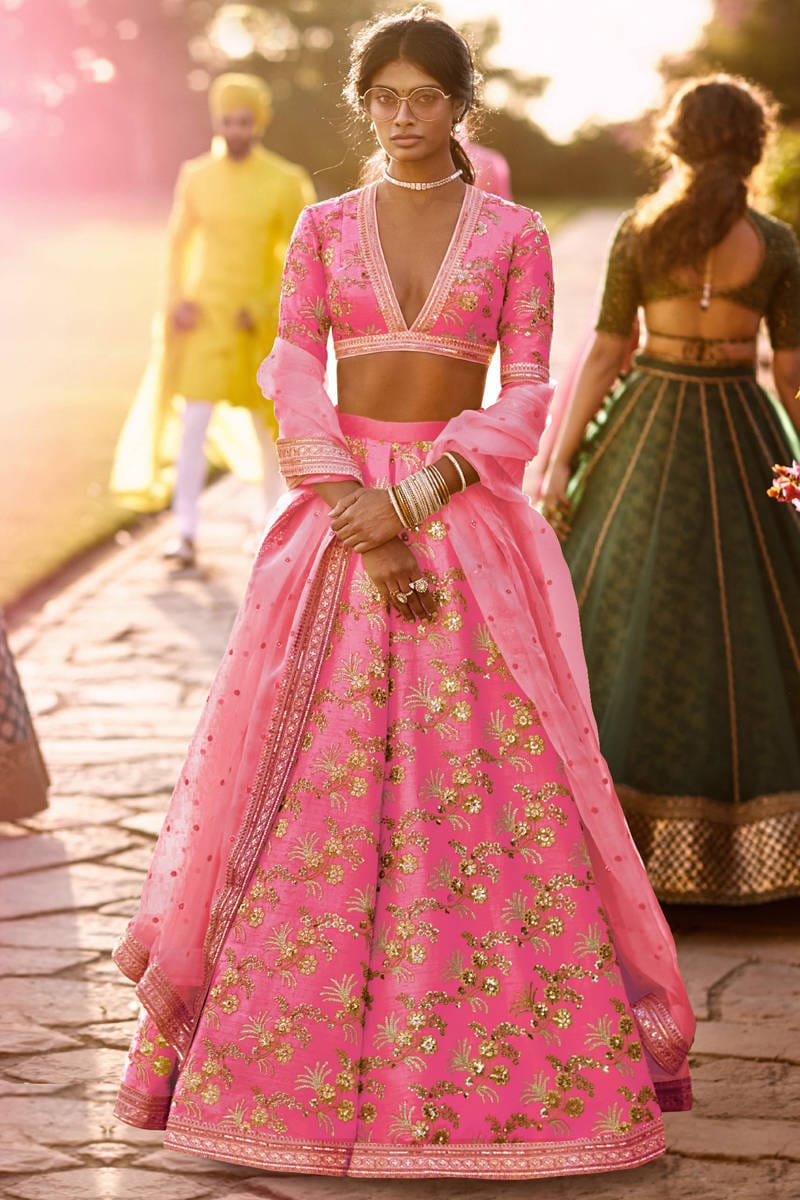 Blush Royale Thai Silk Wedding Lehenga Choli Set
