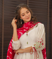 Off White Embroidered Chanderi Suit Set