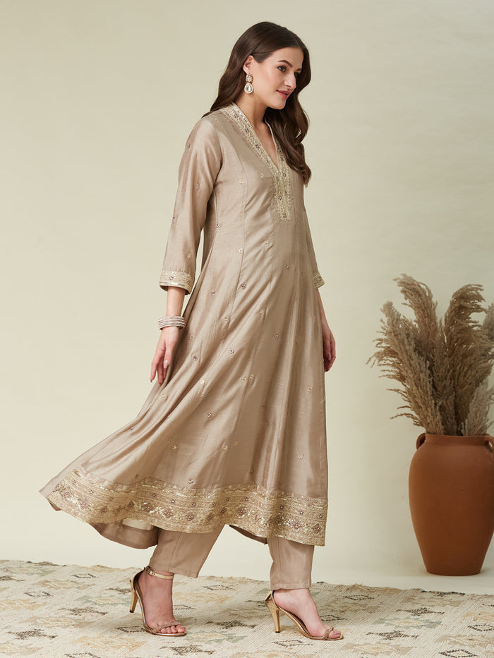 Chiku Vichitra Embroidered Kurta Set