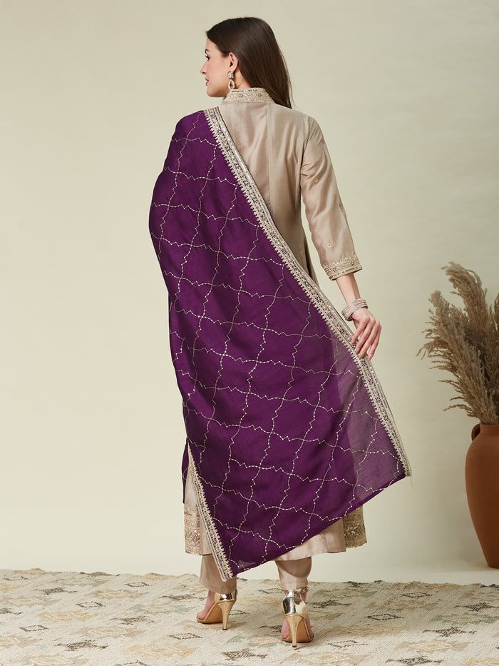 Chiku Vichitra Embroidered Kurta Set
