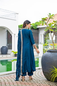 Rama Vichitra Silk Embroidered Anarkali Suit Set