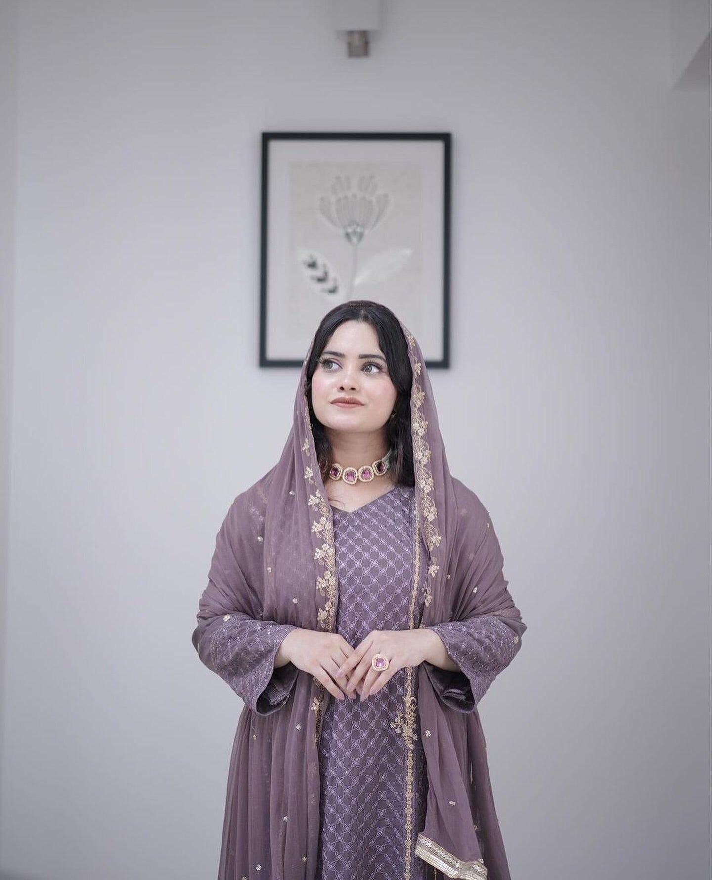 Peach Embroidered Georgette Kurta Set