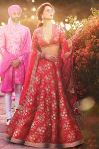Scarlet Empress Thai Silk Bridal Lehenga Choli Set