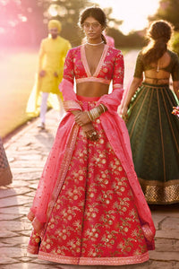 Scarlet Empress Thai Silk Bridal Lehenga Choli Set