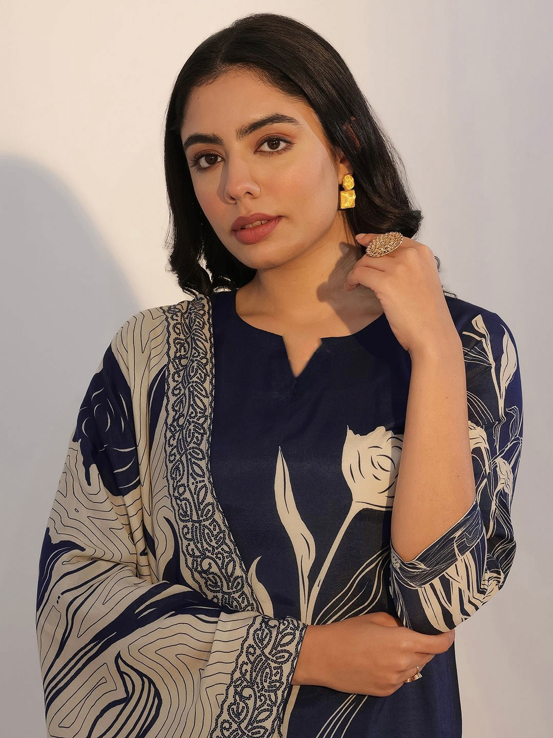 Black Assam Embroidered Kurta Set