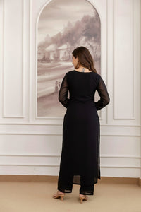 Black Embroidered Fox Georgette Suit Set
