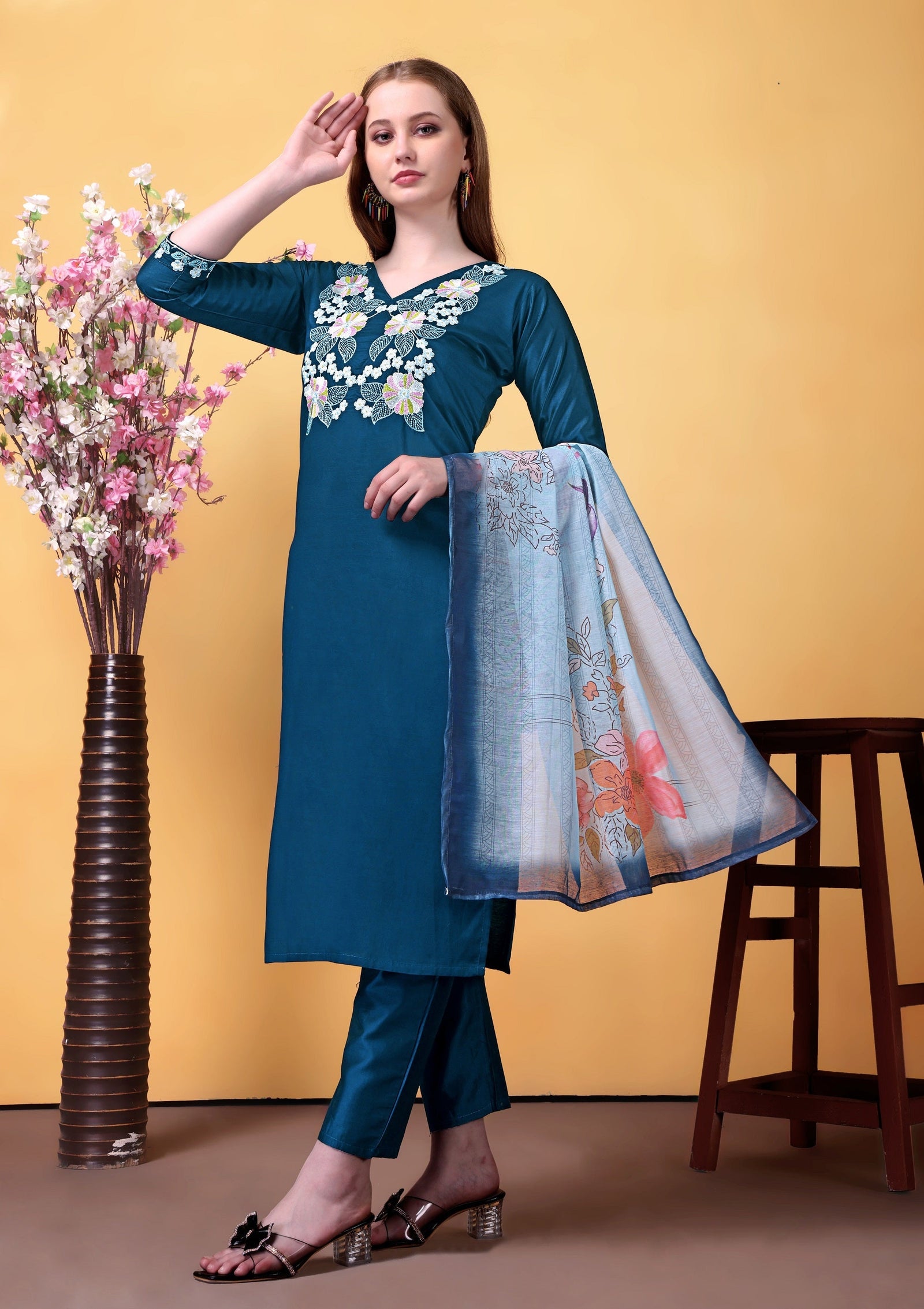 Rama Embroidered Rayon Suit Set