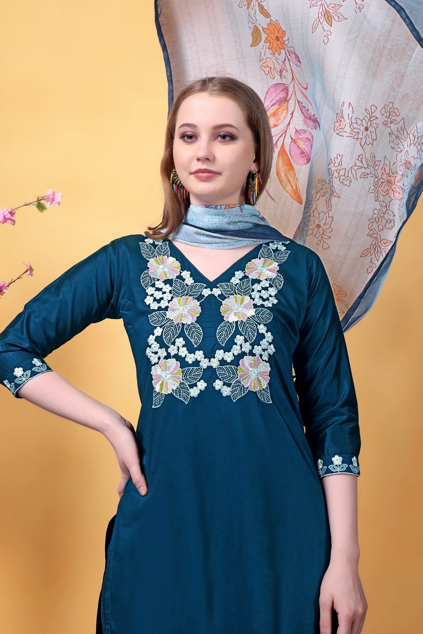 Rama Embroidered Rayon Suit Set