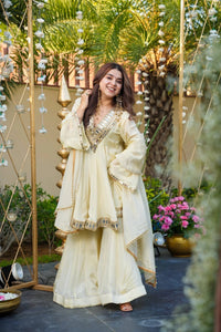 Off White Aura Chinnon  Suit Set