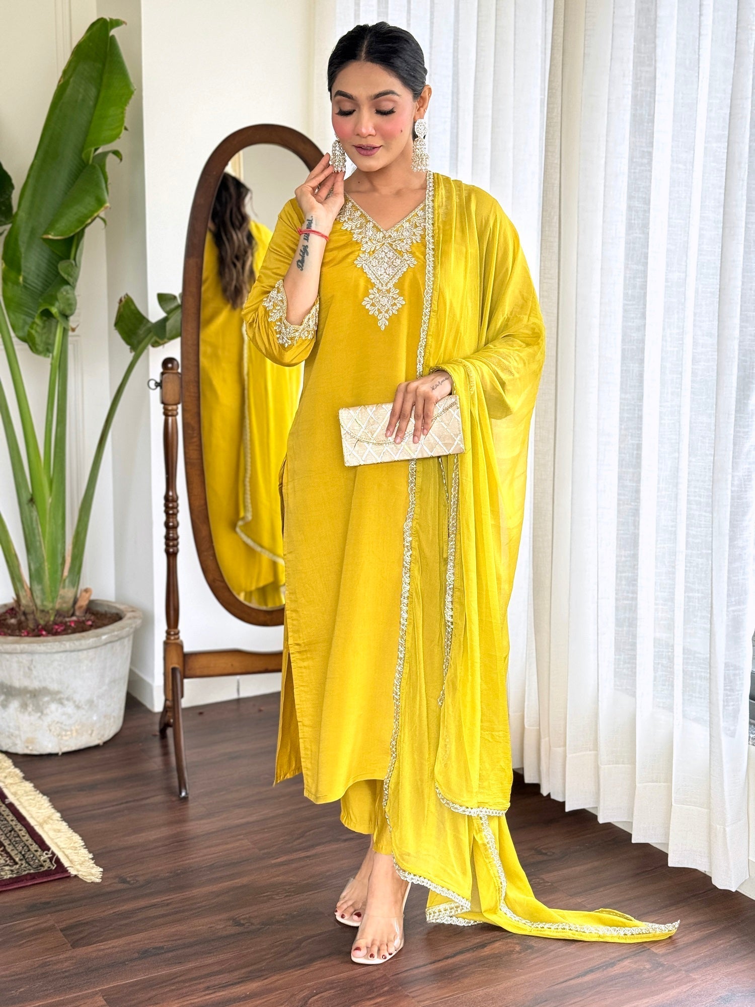 Mustard Yellow Bloom Festive Suit Set