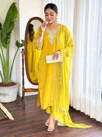 Mustard Yellow Bloom Festive Suit Set