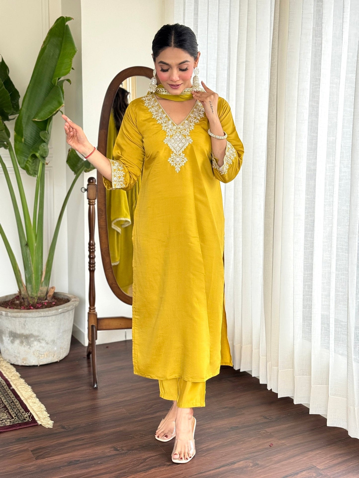 Mustard Yellow Bloom Festive Suit Set