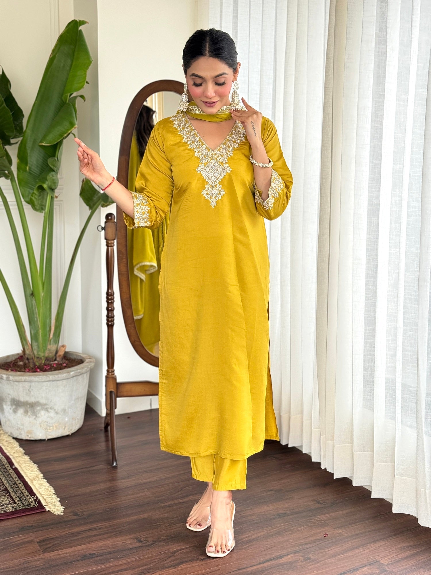 Mustard Yellow Bloom Festive Suit Set