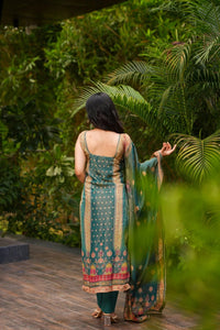 Rama Printed Zarna Silk Suit Set