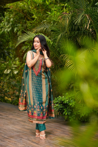 Rama Printed Zarna Silk Suit Set