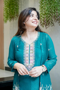 Rama Beads Work Chinnon Silk Palazzo Set