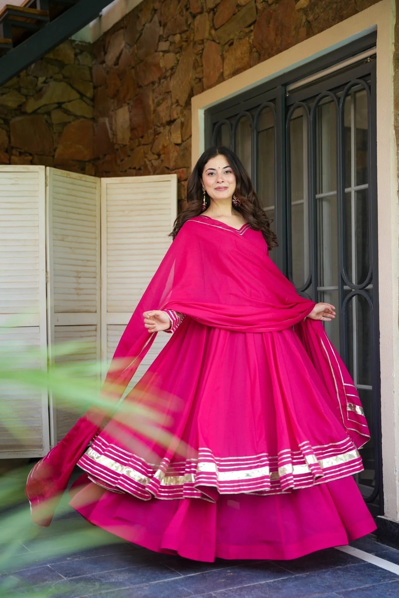 Pink Gota Patti Georgette Anarkali Set