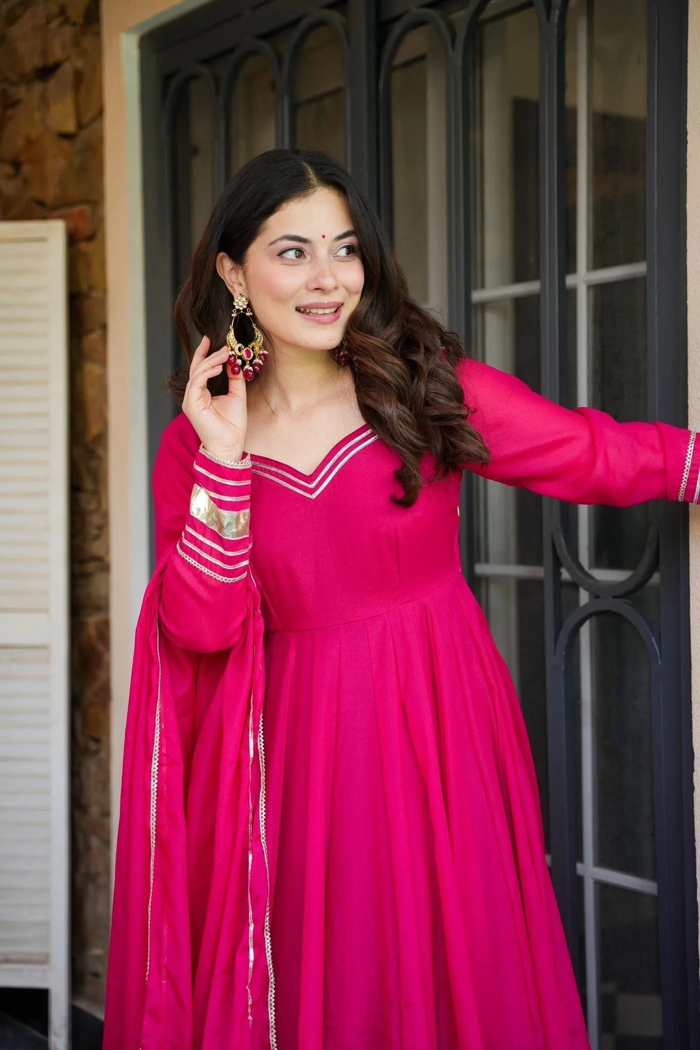 Pink Gota Patti Georgette Anarkali Set