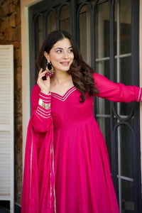 Pink Gota Patti Georgette Anarkali Set
