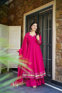 Pink Gota Patti Georgette Anarkali Set