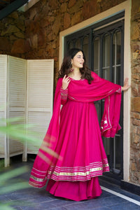 Pink Gota Patti Georgette Anarkali Set