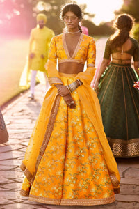 Golden Bloom Thai Silk Festive Lehenga Choli Set