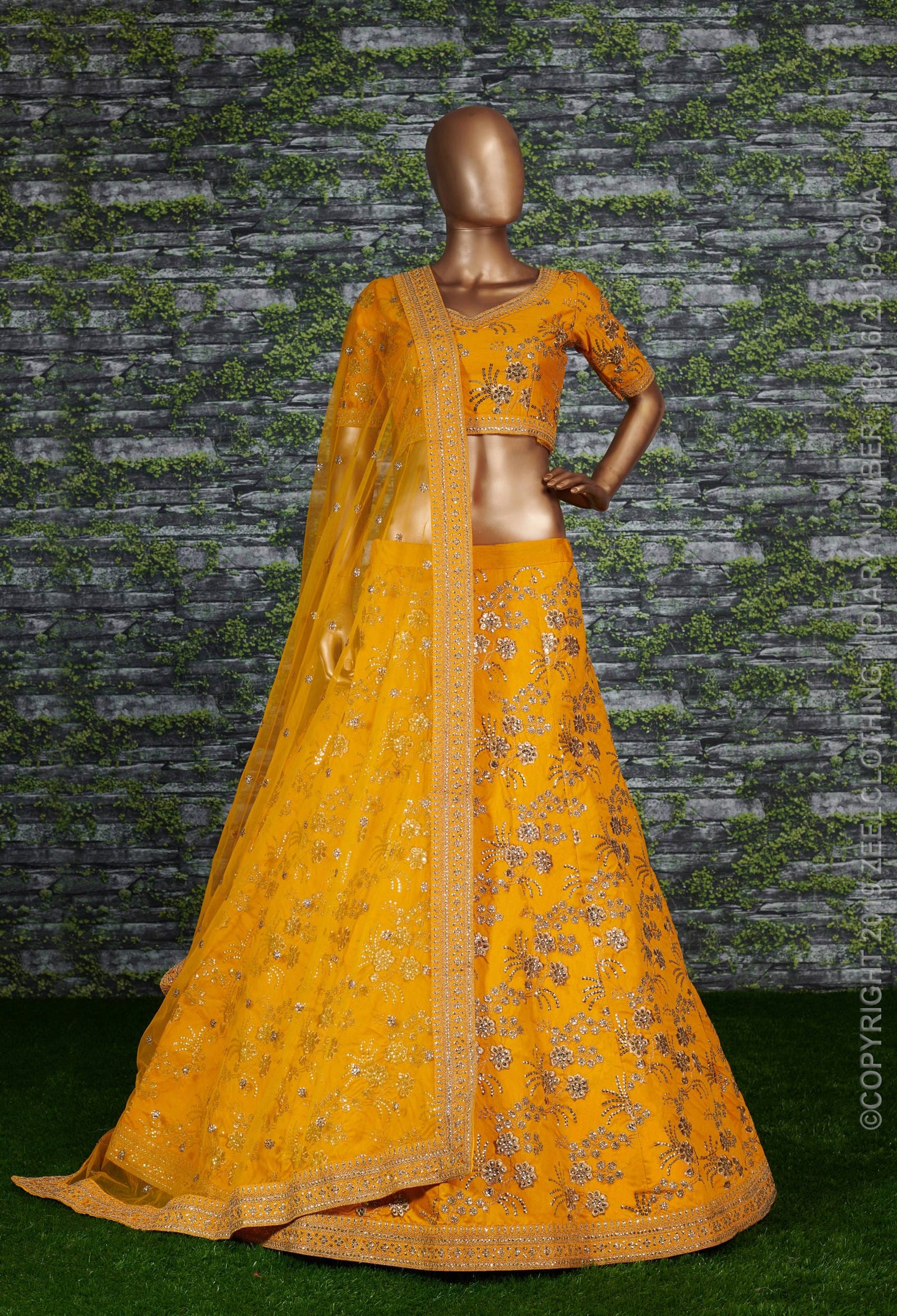 Golden Bloom Thai Silk Festive Lehenga Choli Set