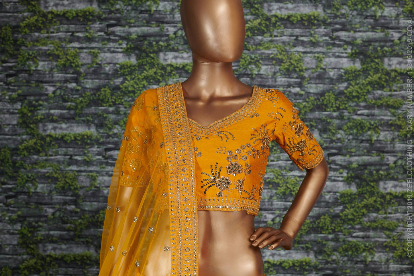Golden Bloom Thai Silk Festive Lehenga Choli Set