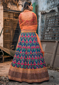 Sapphire Veil Mulbury Silk Bridal Lehenga Choli Set